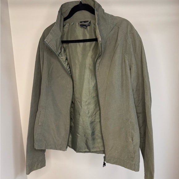 Bench Womens XL Olive Green Light Utility Zip Jacket | Minimalist Fall Staple - Picture 4 of 10